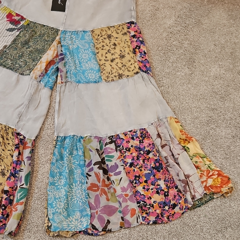 341 Colorful Patchwork Flared Pants Boho - Picture 4 of 11